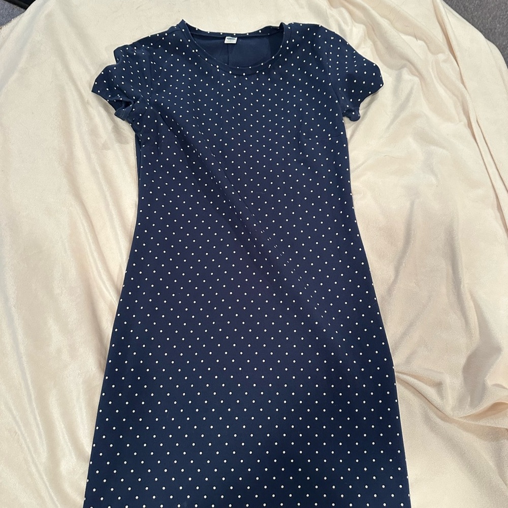 Old Navy Navy Blue Mini Dress with White Dots Polka Dot